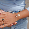 Clover Bracelet — clover motif bracelet in 14k gold-plated stainless steel, front view