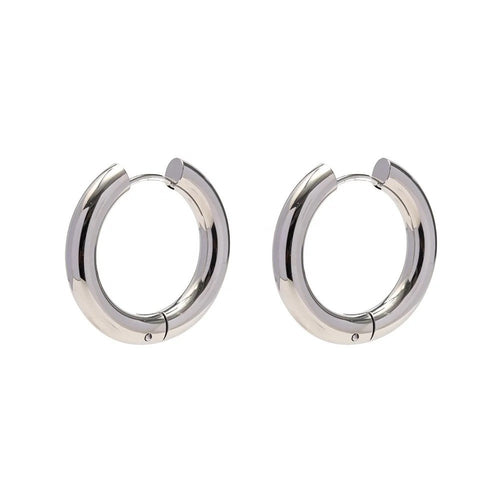Basic Silver Hoops — 2.36cm silver-plated stainless steel hoop earrings, front view