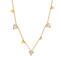Tiah — zircon pendant necklace in 18k gold-plated stainless steel, front view