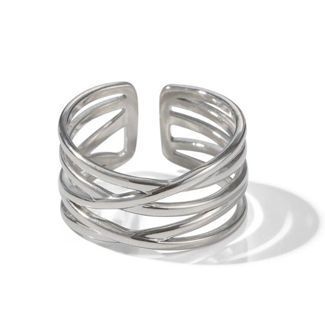 Lottie Ring Silver — silver-plated band ring, front view