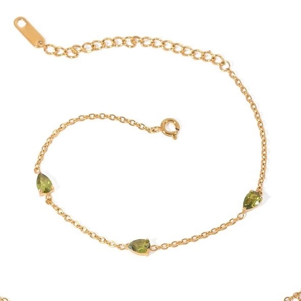 Olive Bracelet — zircon chain bracelet in 18k gold-plated stainless steel