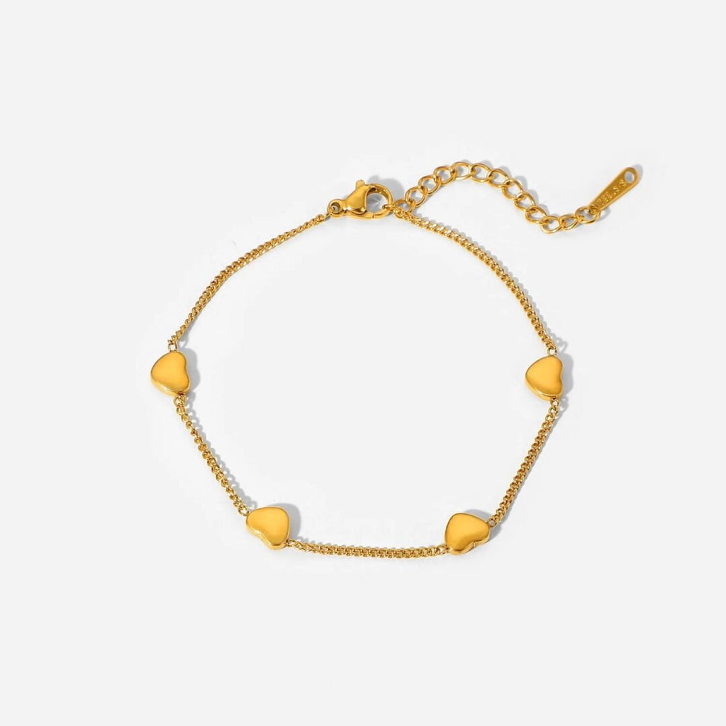 Lovella Bracelet — zircon chain bracelet in 18k gold-plated stainless steel, front view