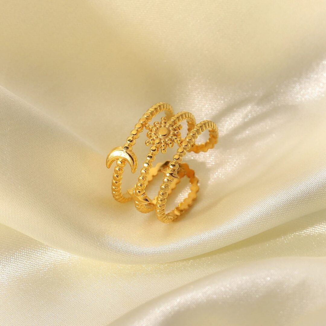 Constellation Ring — star pattern detail on gold-plated band