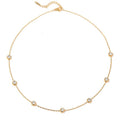 Lumineer — zircon pendant necklace in 18k gold-plated stainless steel, front view