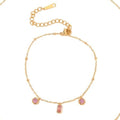 Rosy Bracelet — zircon floral bracelet in 18k gold-plated stainless steel, front view