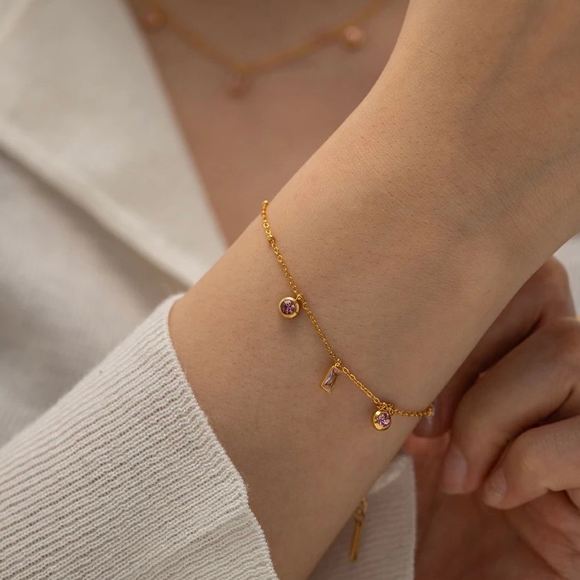 Rosy Bracelet — floral zircon bracelet worn on the wrist