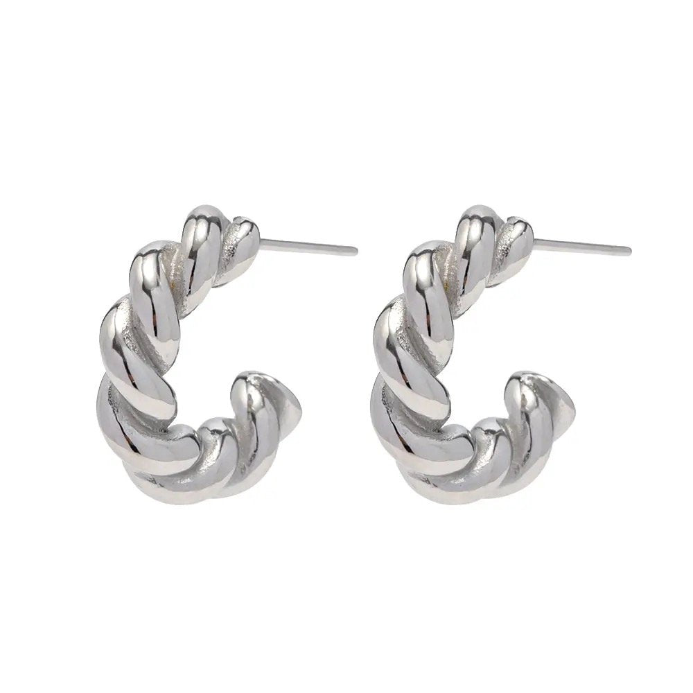 Swish Hoops — 2cm silver-plated hoop earrings, front view