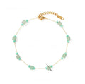 Aqua Stone Anklet — aqua blue zircon anklet in 18k gold-plated stainless steel, front view