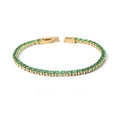Green Tennis Bracelet — green zircon tennis bracelet in 18k gold-plated stainless steel, front view