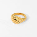 Baguette Ring — flat-top baguette band in 18k gold-plated stainless steel, front view