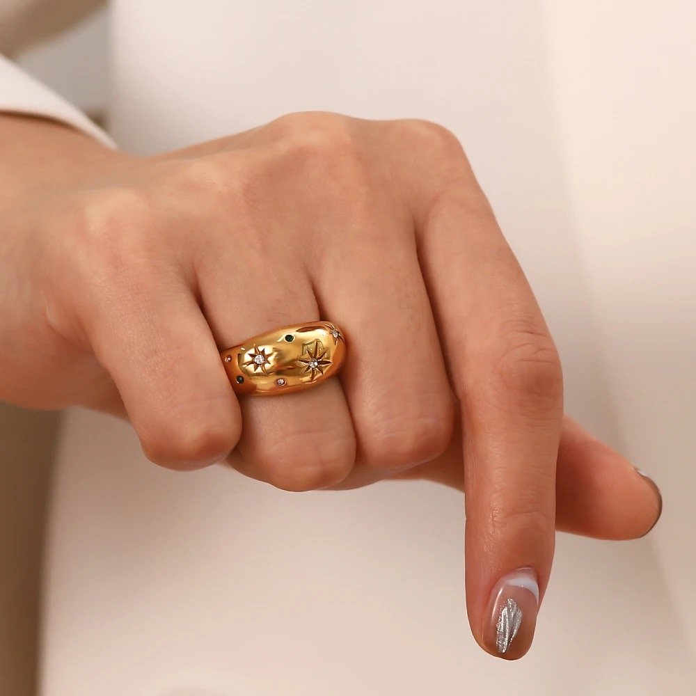 Nebula Ring — zircon cluster ring worn on the finger