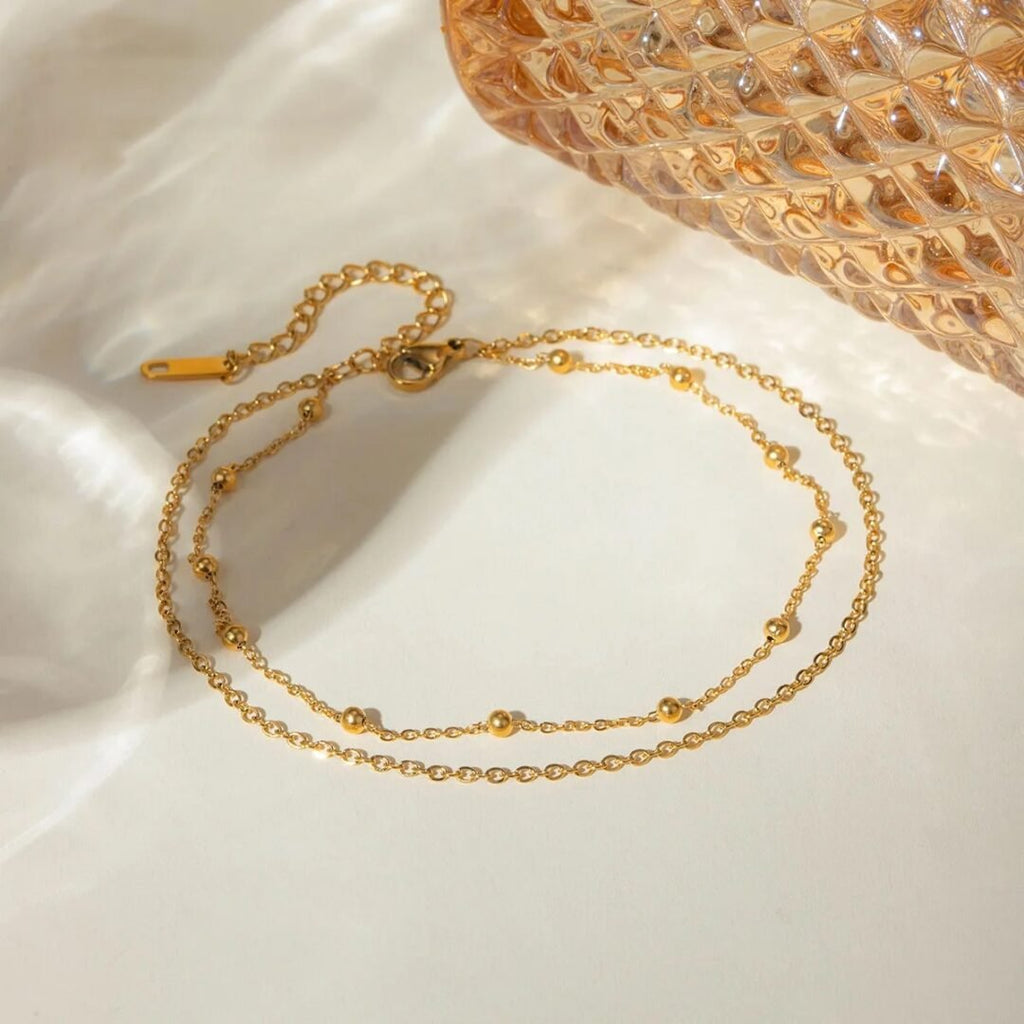 Simple Anklet — gold chain anklet worn on the ankle