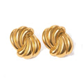 Knot Studs — knot-form gold-plated stud earrings, front view