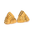 Triad Earrings — three-link gold drop earrings in 18k gold-plated stainless steel, front view