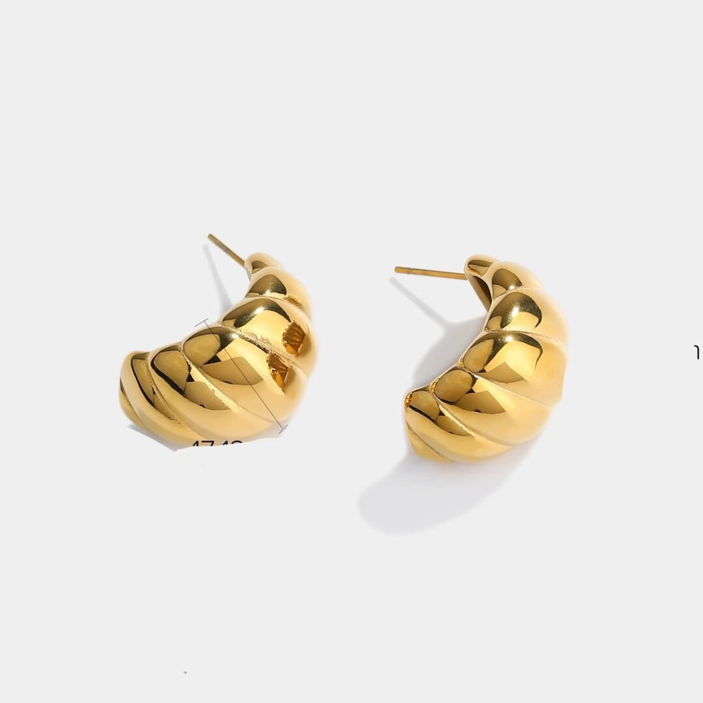 Elara Hoops — slim open 18k gold-plated hoop earrings, front view
