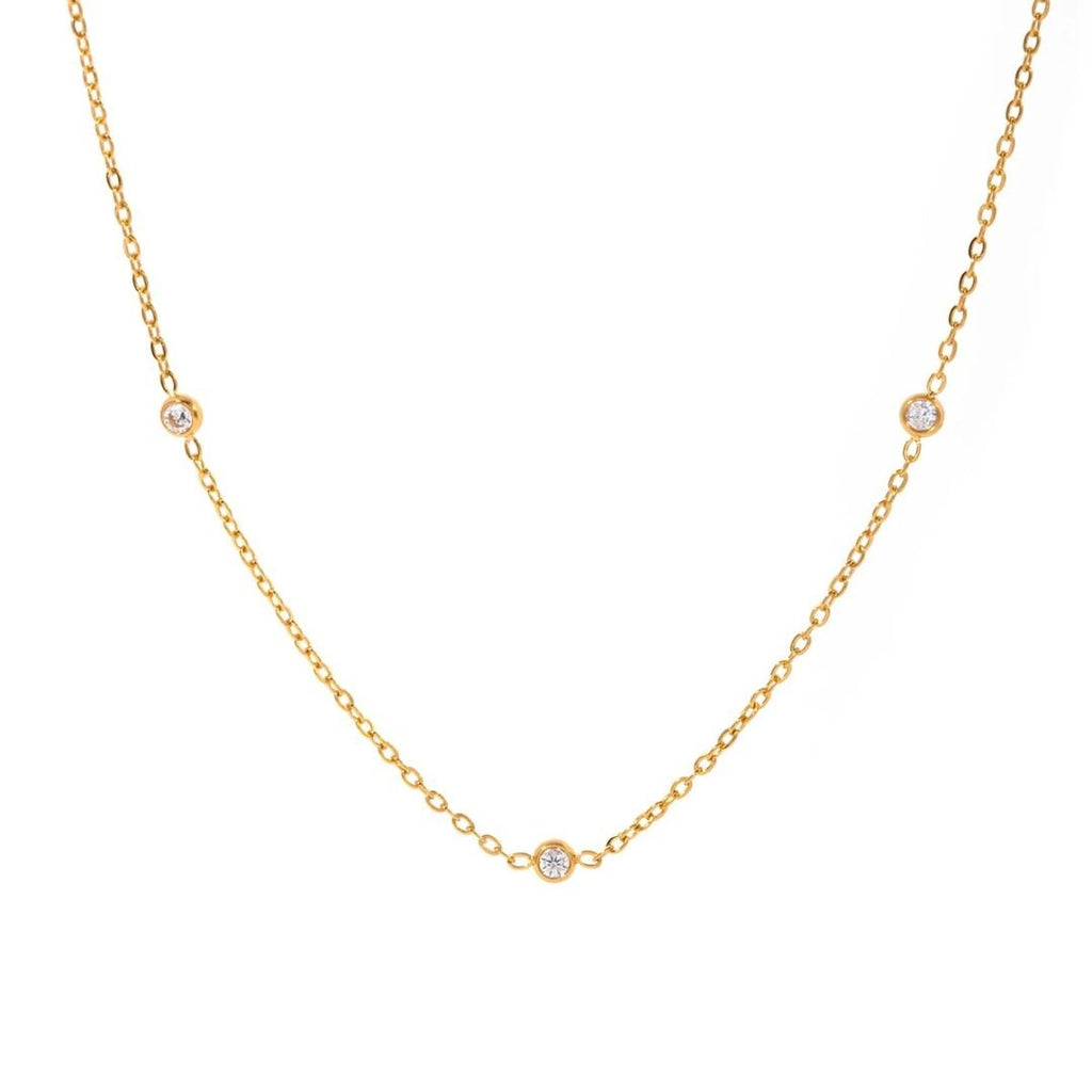 Lila Necklace — zircon pendant in 18k gold-plated stainless steel, front view
