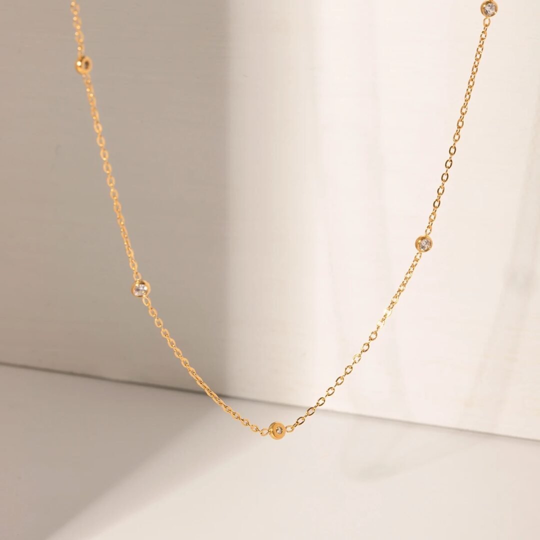 Lila Necklace — close-up of zircon setting