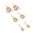 Zircon Studs Set — set of zircon 18k gold-plated stud earrings, front view