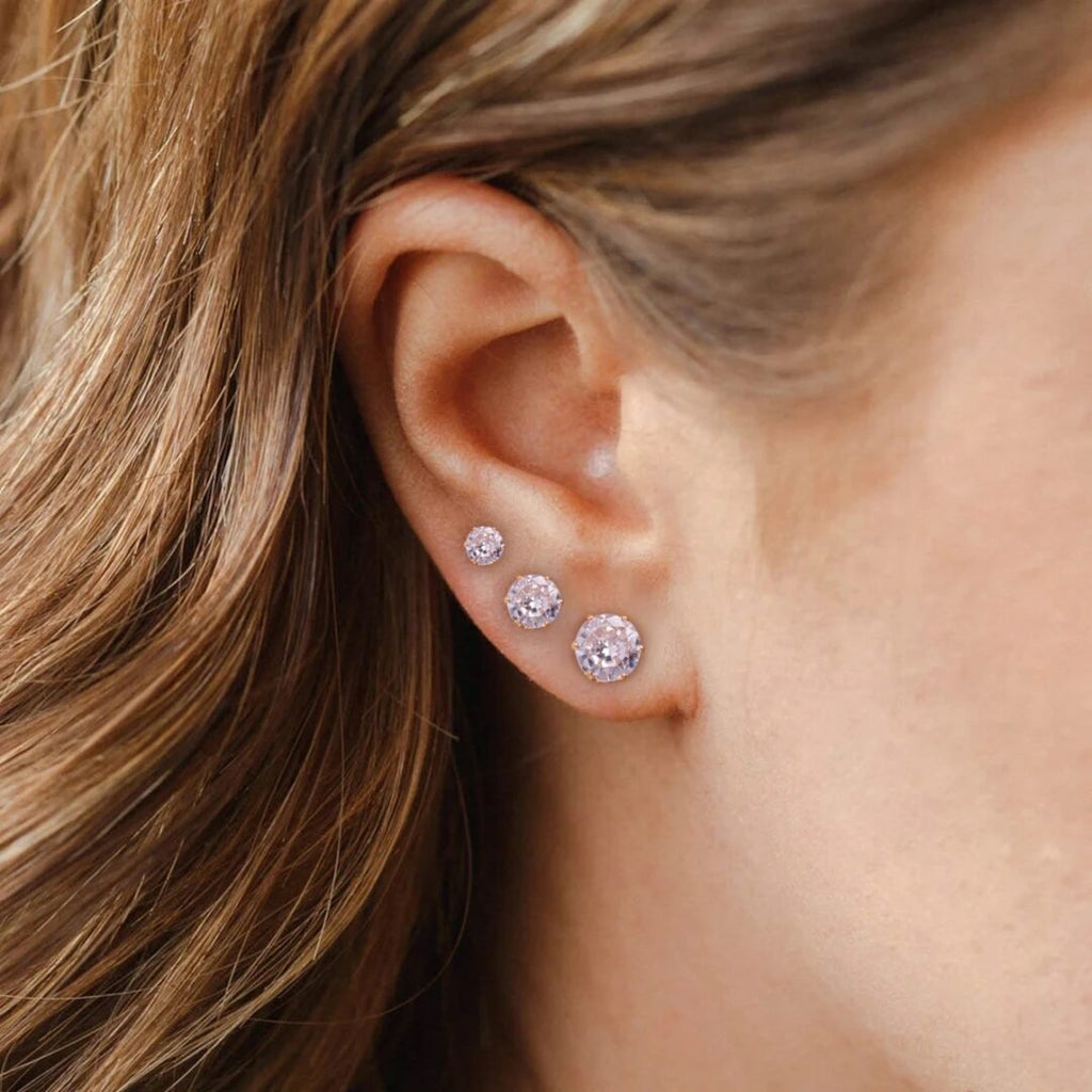 Zircon Studs Set — close-up of zircon stone setting