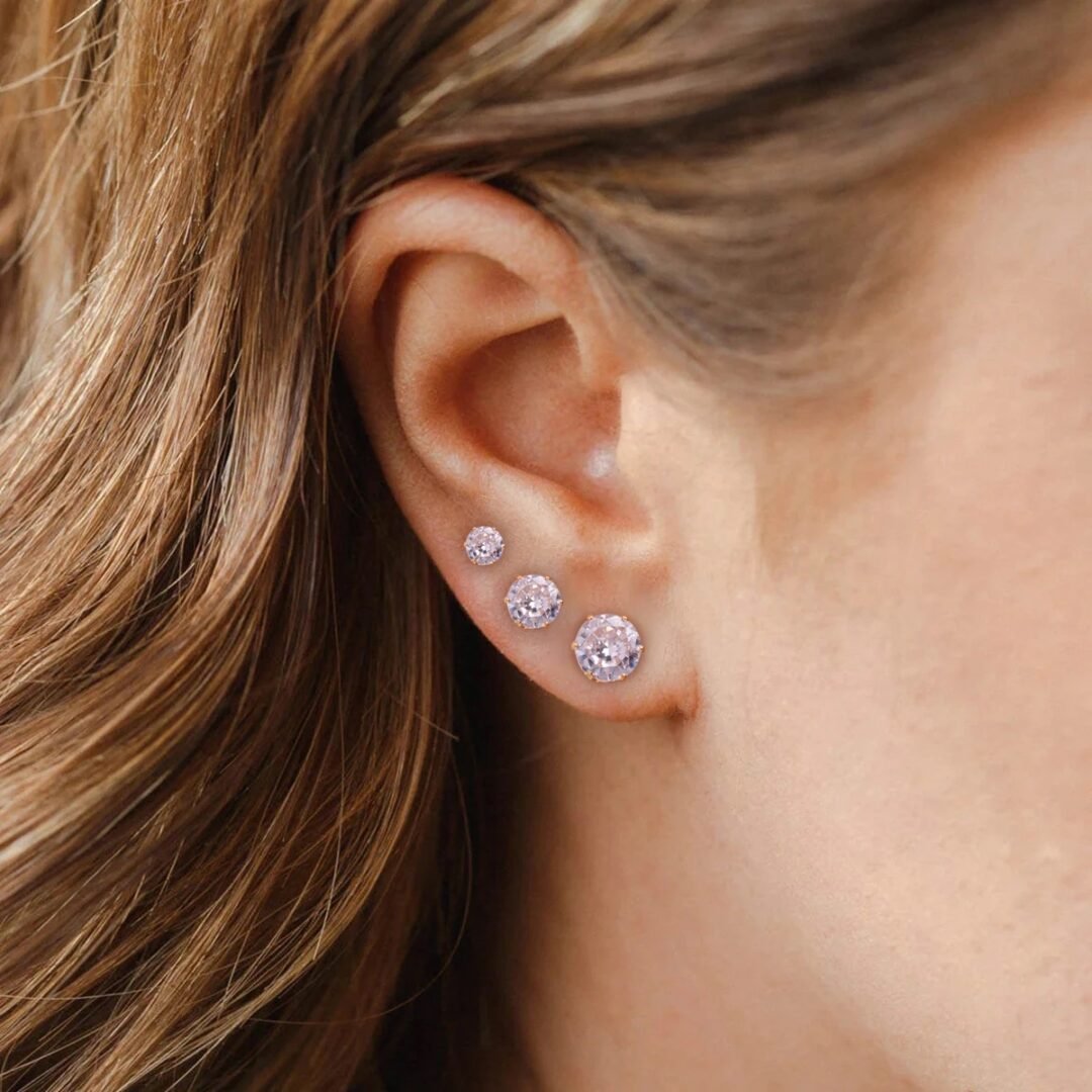 Zircon Studs Set — close-up of zircon stone setting