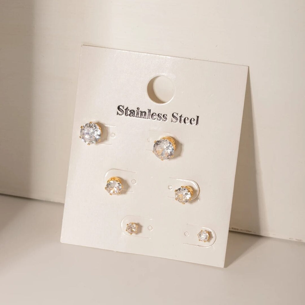 Zircon Studs Set — studs worn up the ear