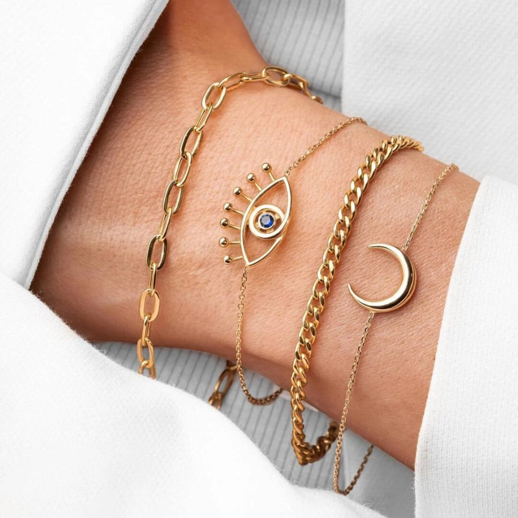 Half Moon Bracelet Anklet — crescent chain worn on the wrist