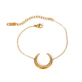 Half Moon Bracelet Anklet — crescent motif chain in 18k gold-plated stainless steel, front view