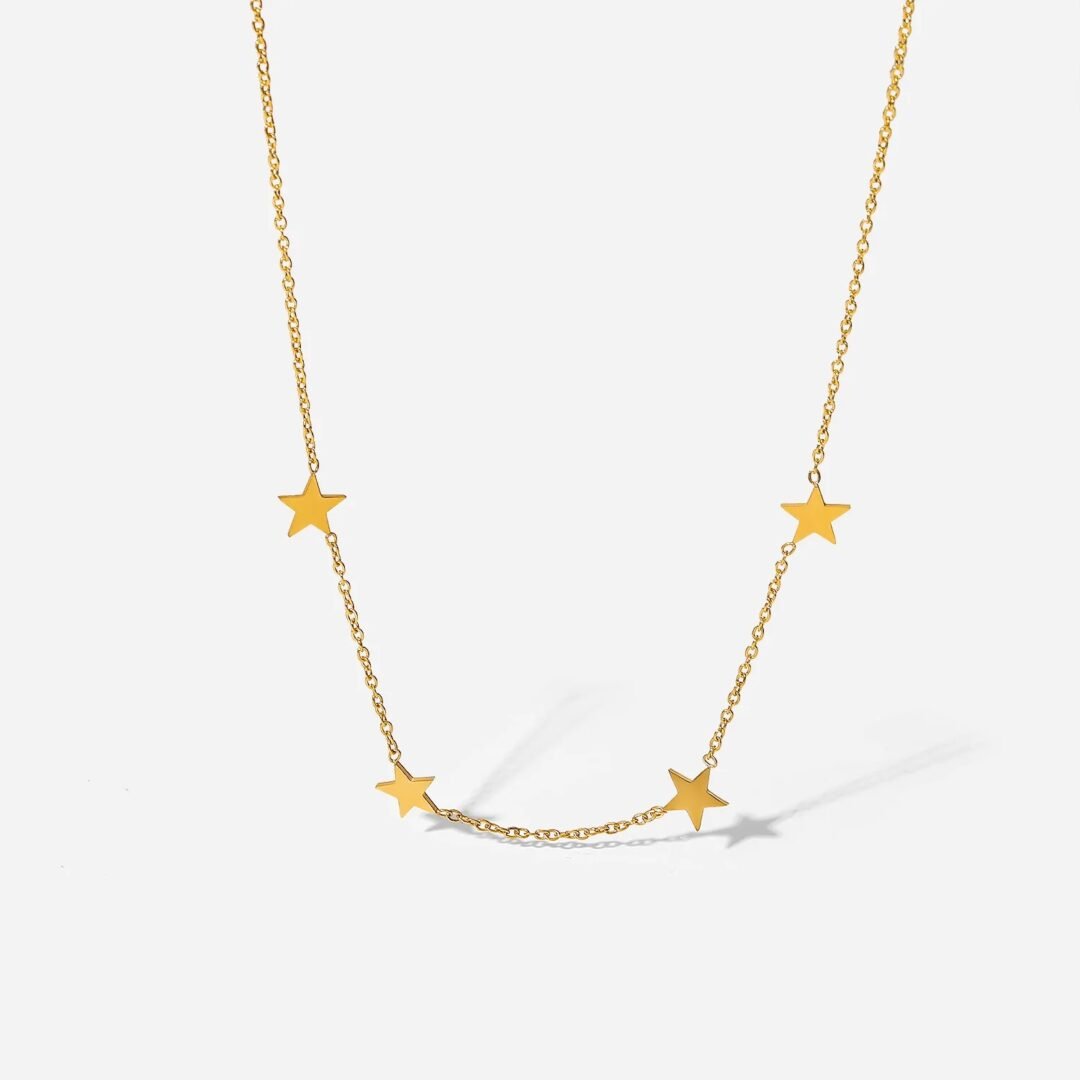 Starry Necklace — gold-plated star pendant necklace, front view