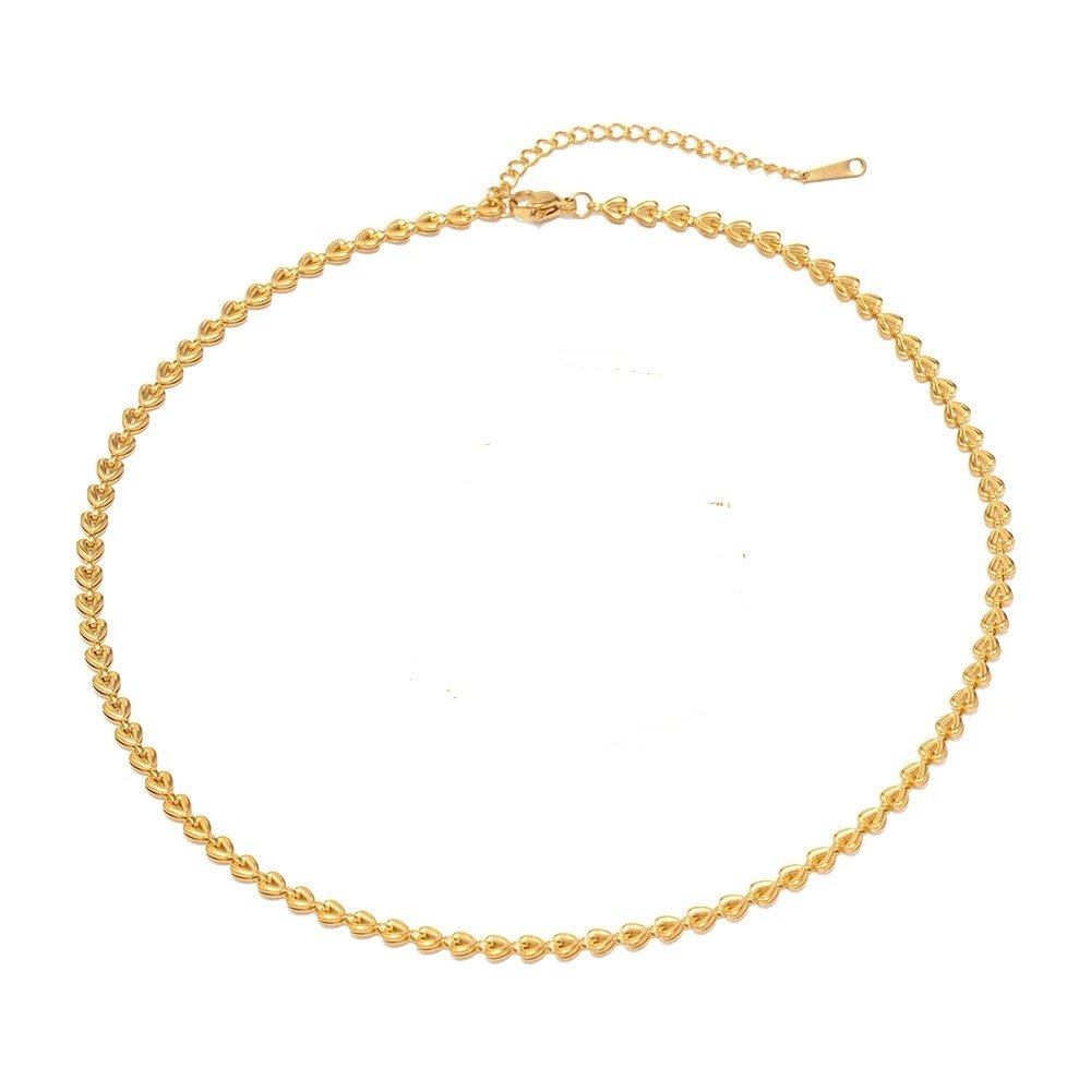 Heartfelt Necklace — heart pendant necklace in 18k gold-plated stainless steel, front view