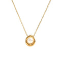 Ophelia Pearl — imitation pearl pendant necklace in 18k gold plating, front view
