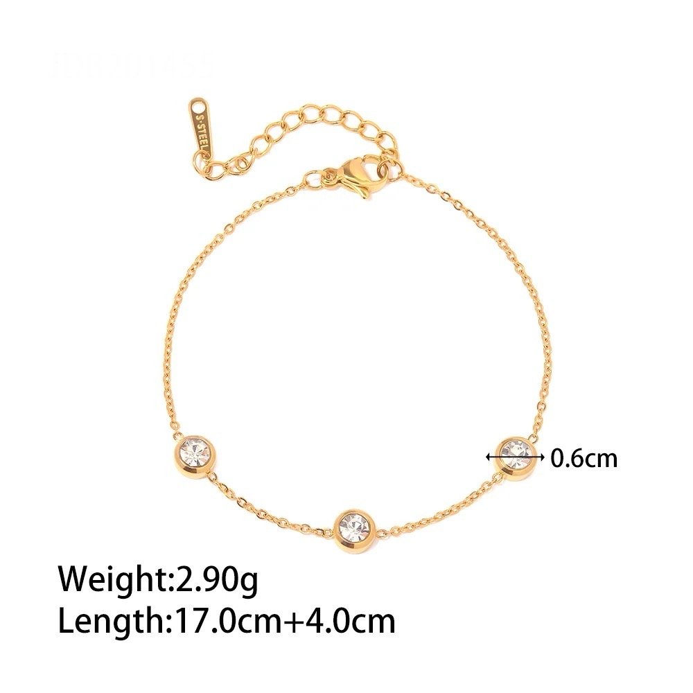 Three Wishes Bracelet — close-up of spaced zircon stones