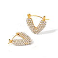 Vera Hoops — zircon-set gold-plated hoop earrings, front view
