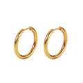 Gold Huggies 14mm — 14mm 18k gold-plated huggie hoop earrings, front view