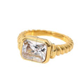 Dolce Ring — smooth wide dome band ring in 18k gold-plated stainless steel, front view