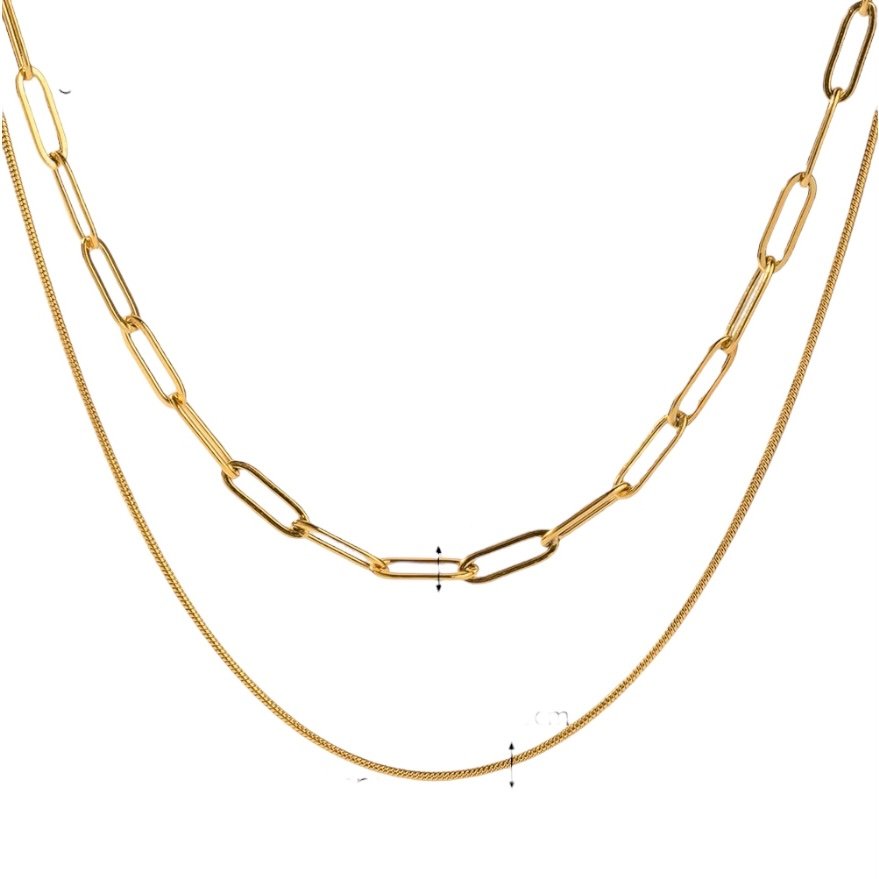 Pedro Chains — heavy link chain necklace in 18k gold-plated stainless steel, front view