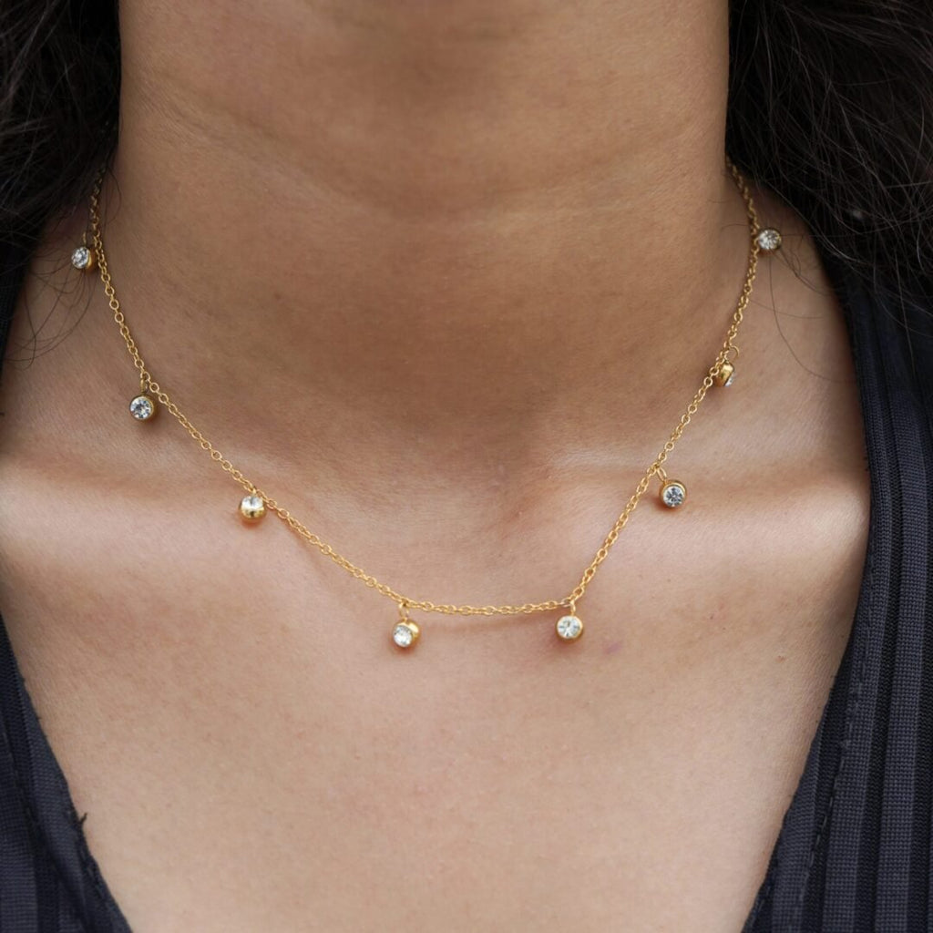 Bling Necklace — zircon pendant worn at the collarbone