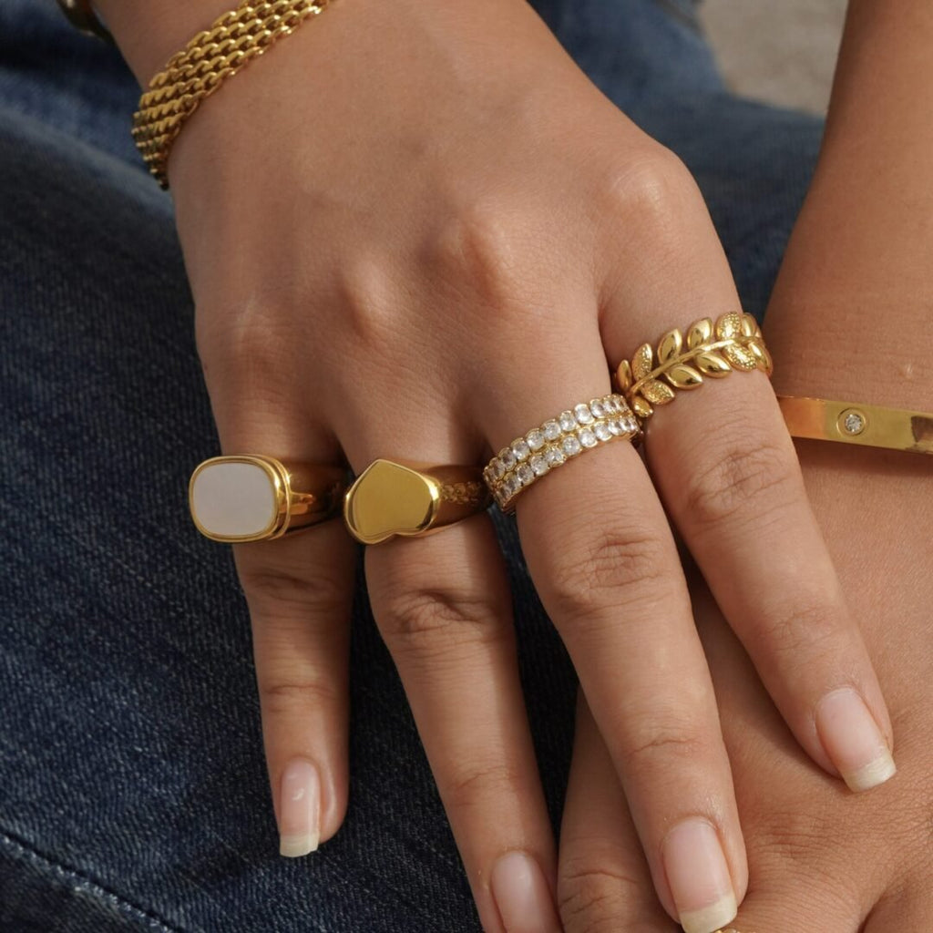 Heart Ring — heart band ring styled on the hand