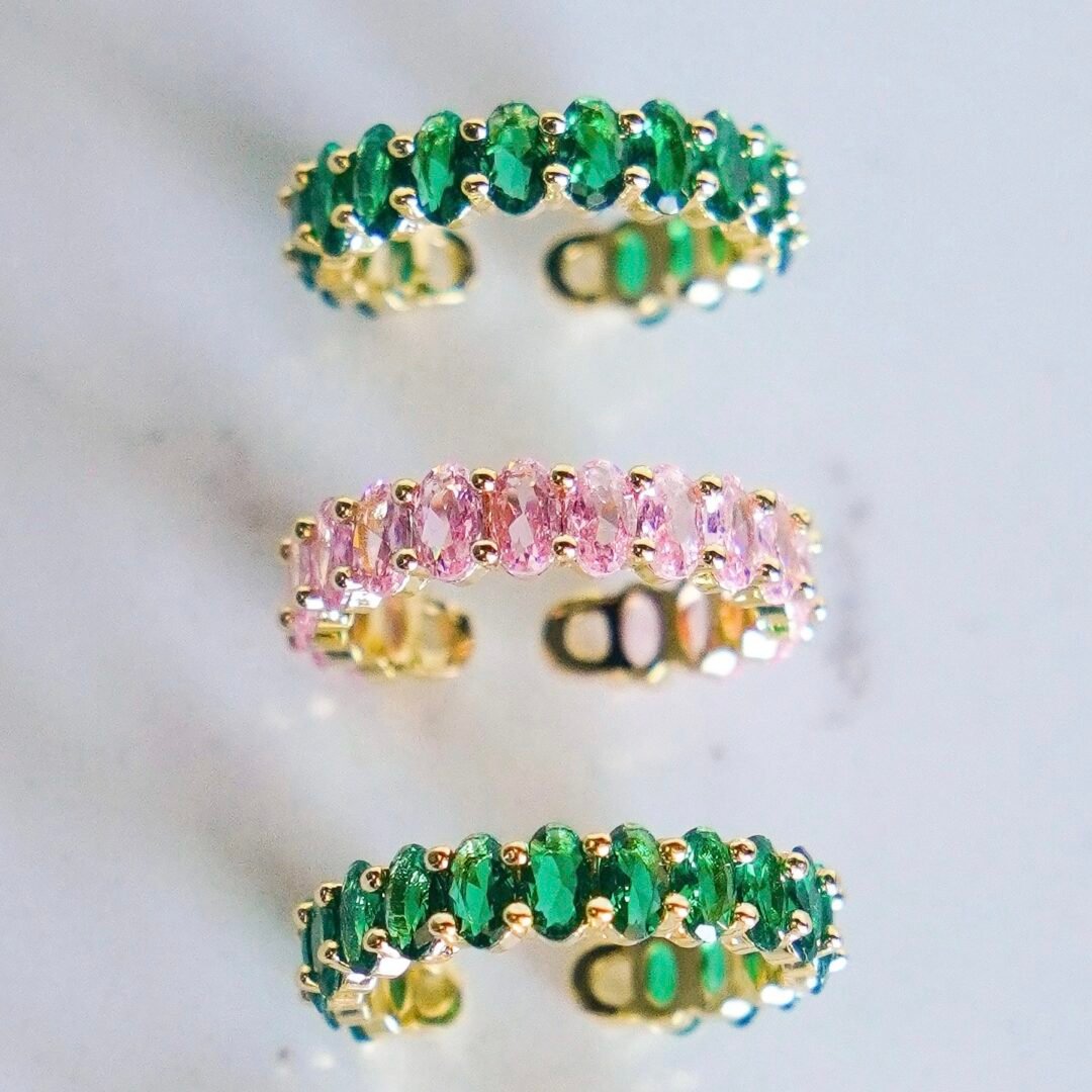 Icy Ring Pink — adjustable open band, side view
