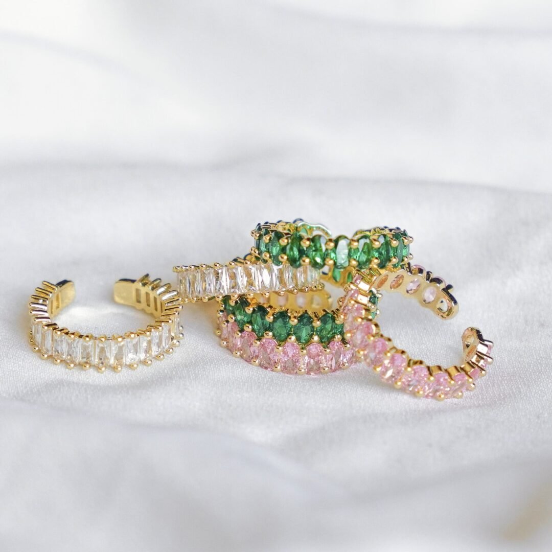 Crystal Ring — gold-plated statement ring styled flat lay