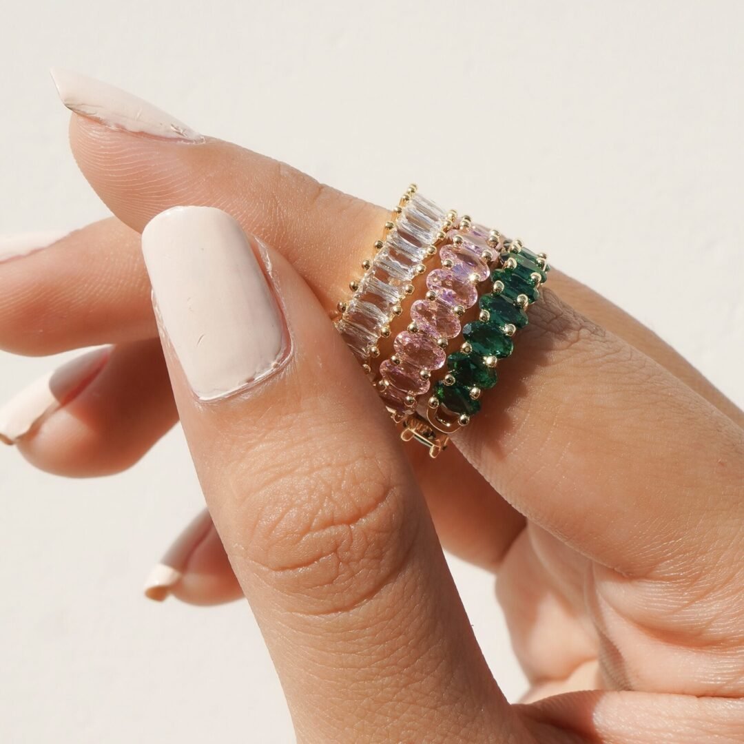 Icy Ring Green — green zircon ring styled flat lay