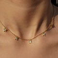 Flutter — zircon butterfly necklace in 18k gold-plated stainless steel, front view