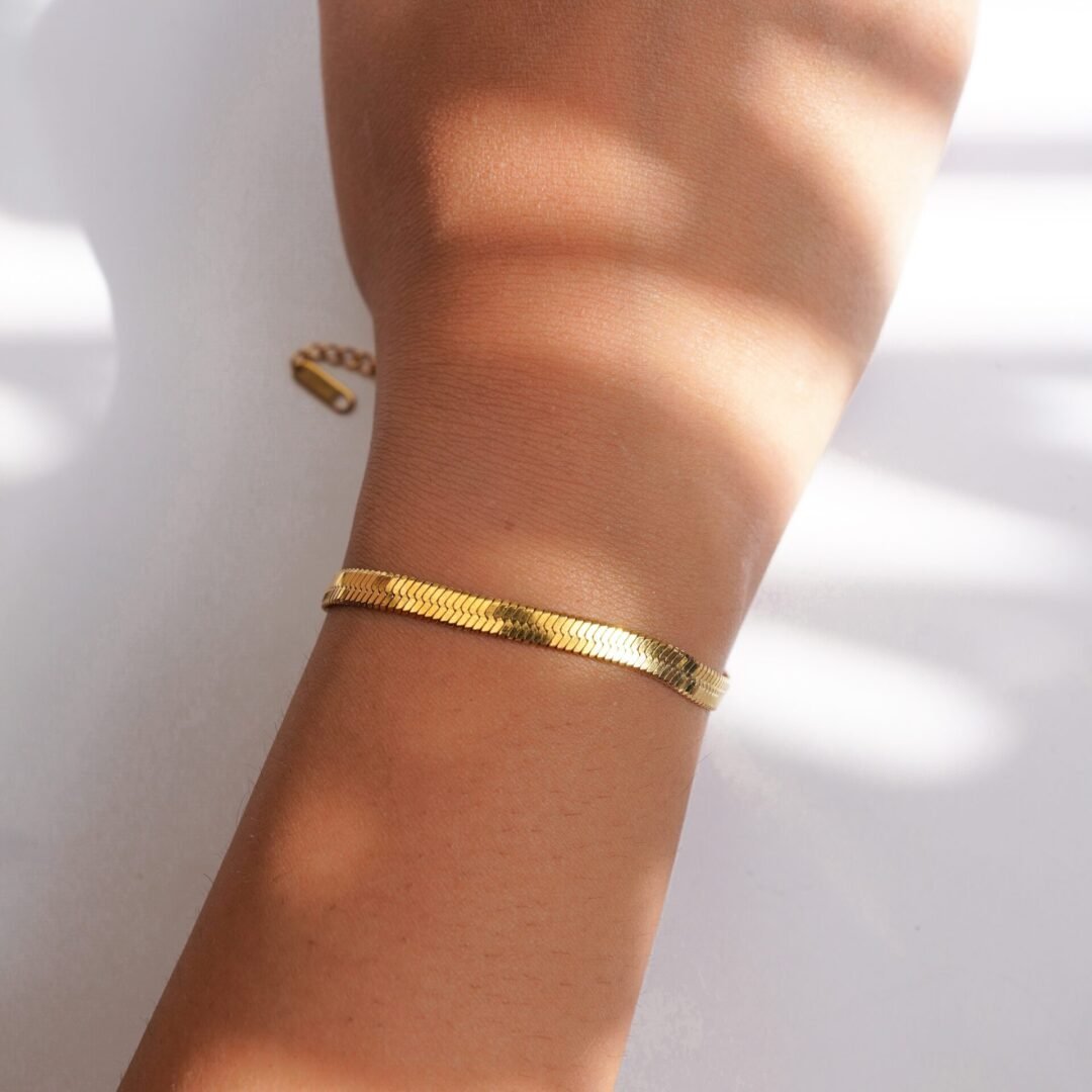 Herringbone Bracelet — close-up of flush herringbone links