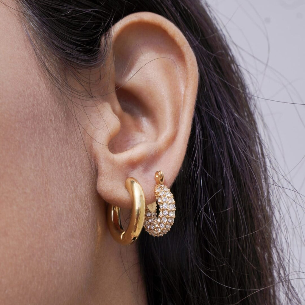 Aria Hoops Small — zircon hoops worn on the ear