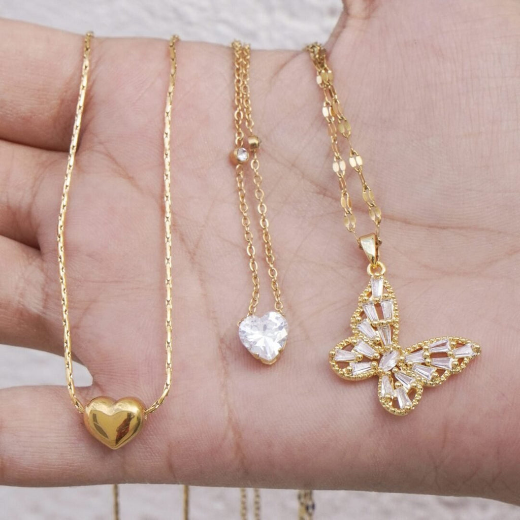 Sweetheart — gold-plated heart pendant styled on model