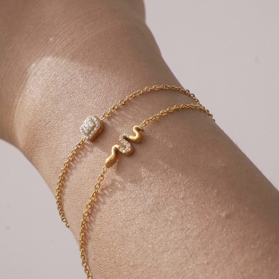 Snake Bracelet — close-up of flat snake-link chain