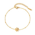 Bloom Bracelet — gold flower chain bracelet in 18k gold-plated stainless steel, front view