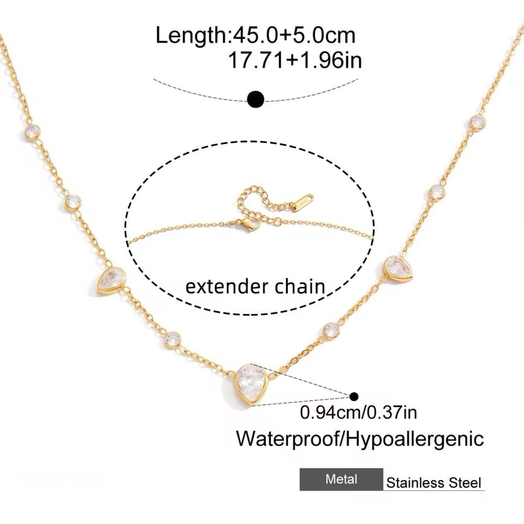 Her Majesty — gold-plated zircon necklace, flat lay