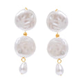 Lumi Pearl — imitation pearl earrings in 18k gold-plated stainless steel, front view