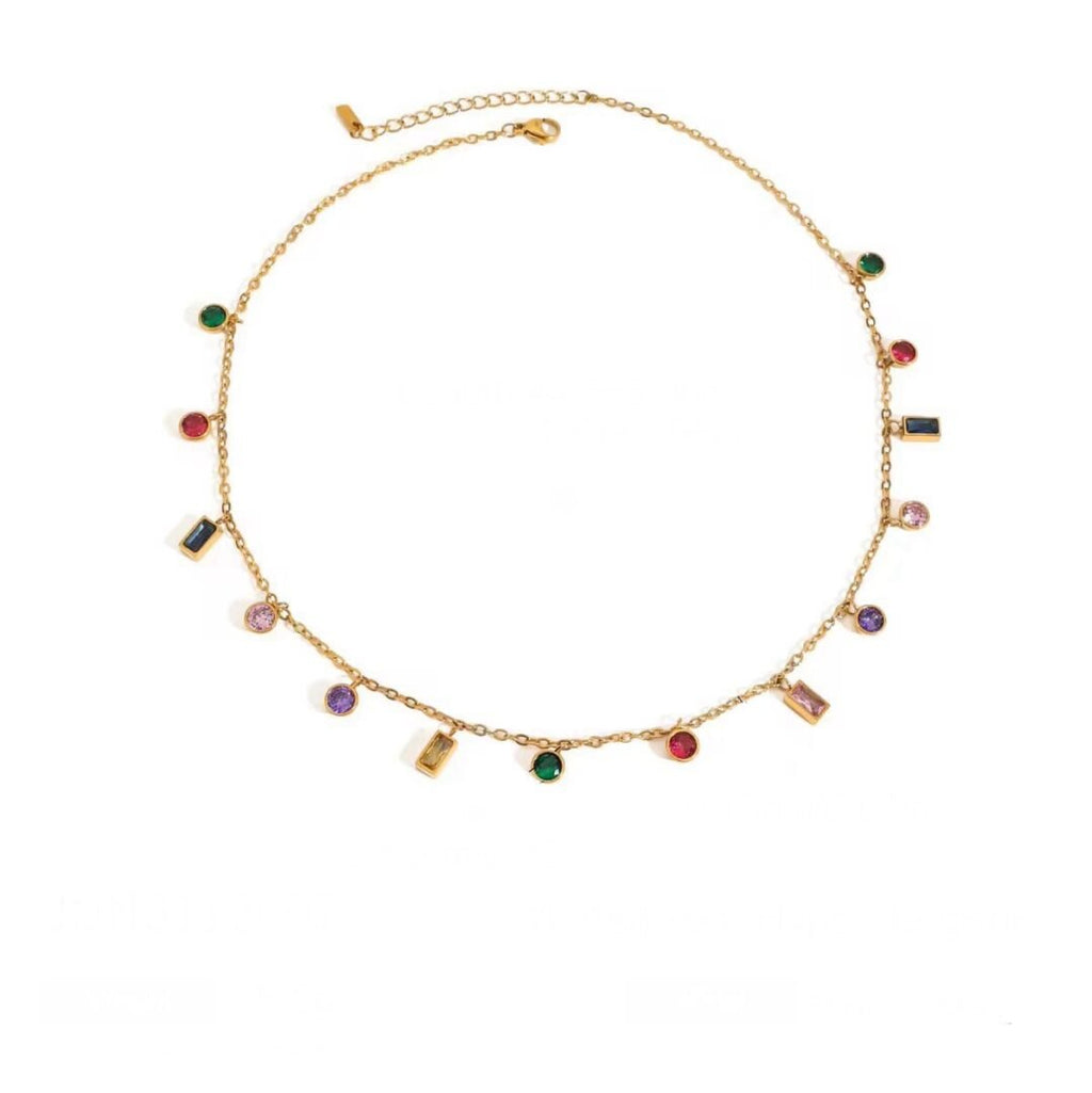 Kaleidoscope — faceted zircon pendant necklace in 18k gold plating, front view