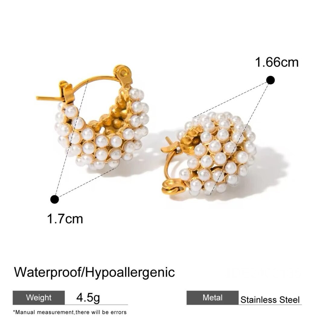 Belle Pearl — close-up of pearl set in gold-plated stainless steel hoop